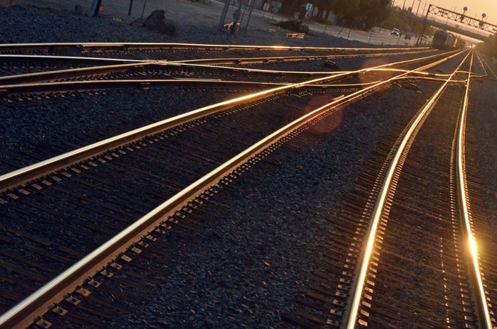 photo of rail tracks glistening in sun